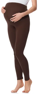 Image de Be Mammy Leggings de grossesse longs en coton BE20-230 (Marron, XXL)