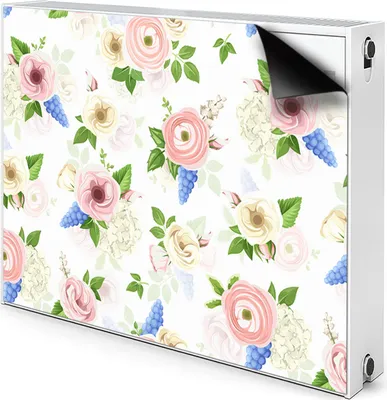 Produktbild von Magnet Heizung Verkleidung Abdeckung Heizung Heizkörperabdeckung 80x60 cm - Gezeichnete Blumen