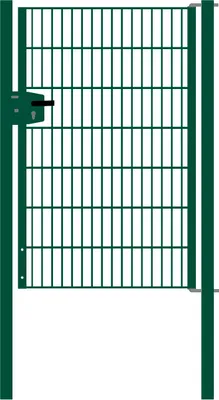 Produktbild von Drahtgittertor 1-flügelig, Durchgangslichte: 95 cm, Gesamtbreite inkl. Pfosten: 107 cm - Ausführung: grün beschichtet, Höhe: 143 cm
