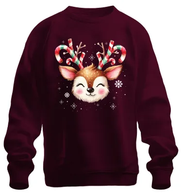 Produktbild von Rentier Zuckerstange Süß Schnee - Weihnachten Sweatshirt Pullover, Burgundy, 3XL