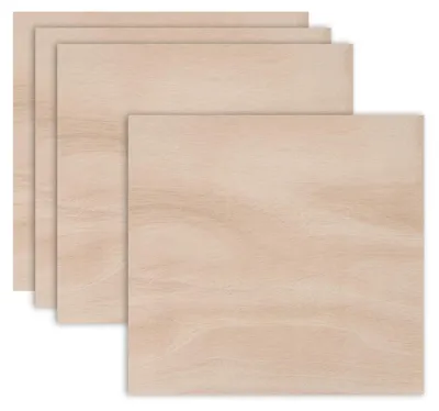 Mahagoniholzplatten, 4 Stück, 40,6 x 40,6 x 0,3 cm, unbehandelt