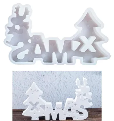 Immagine prodotto di Stampo in silicone a forma di albero di Natale, renna; stampo per gesso, candele, creazione di gioielli fai-da-te, decorazioni natalizie