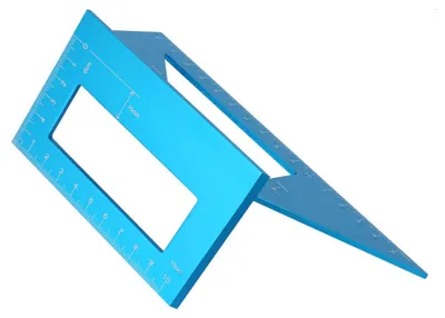 Produktbild von 45/90 Grad multifunktionales Winkellineal aus Aluminiumlegierung, Markierungslehre, Holzbearbeitungswerkzeug (blau)