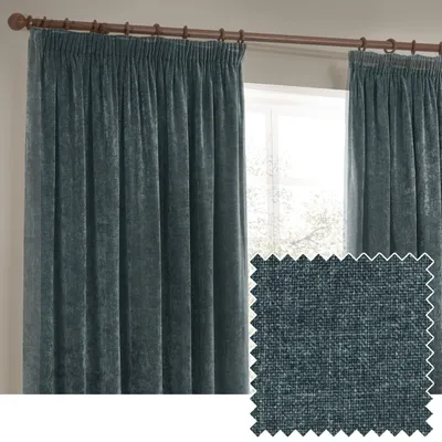 Schwerer Chenille-Samt-Vorhang, Bleistiftfalte, 229x183 cm, Marinier