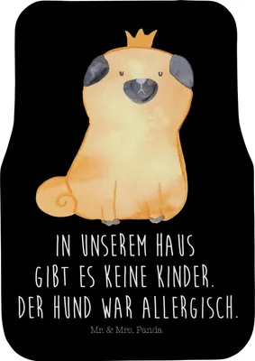 Produktbild von Mr. & Mrs. Panda Auto Fußmatte Mops Krone - Schwarz - Geschenk, Lustig, PKW, Hund, Sprüche, Automatte, Königlich, Haha, Auto-Fußmatte, Fürs