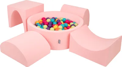 Produktbild von KiddyMoon Spielplatz Aus Schaumstoff Mit 300 Bälle 7cm Hindernisläufen Version 1 Rund Bällebad Mit Bunten Bällen Für Babys Und Kinder