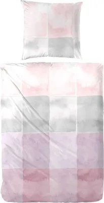 Obrázok produktu pre Saténová posteľná bielizeň Hahn ružovo-fialová kockovaná, 155x220 cm + 80x80 cm