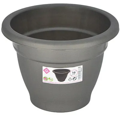 Produktbild von Hega Hogar Pflanzentopf/Blumentopf - grau - 16 cm - Kunststoff