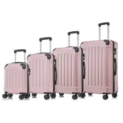 Produktbild von Suitcase Set, Rollkoffer Handgepäck, Kofferset, mit 4 Rollen 360°, Hartschalenreise Zahlenschloss, Weicher Gummigriff (4er Set, S,M,L&XL,Roségold)