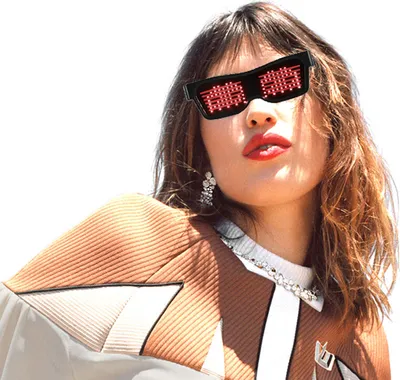 Produktbild von LED-Kostümbrille, LED-Display Smart-Brille mit Bluetooth APP-Verbindung, DIY Funky-Brille für Party Club DJ Halloween Weihnachten, Rot