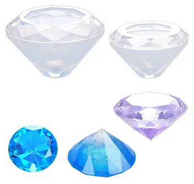 Image de Moules en silicone en forme de diamant, lot de 2, pour gâteaux, savons, résine, glaçons
