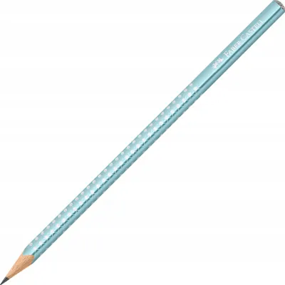 A single blue pencil with white dots and silver accents is shown against a white background.