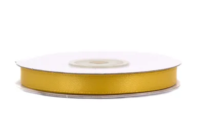 10mm breites, 20m langes, doppelseitig glänzendes goldenes Satinband auf Rolle. Perfekt für Bastelprojekte und Geschenkverpackungen