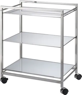 Produktbild von Servierwagen Rollwagen Rollregal Teewagen Edelstahl mit Glasböden weiß