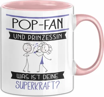 Produktbild von Pop-Fan Und Prinzessin Tasse Geschenk Für Eine Pop-Fan Geburtstag Was Ist Deine Superkraft (Rosa)