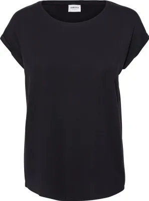 Image de T-shirt basique uni col rond manches courtes haut | M