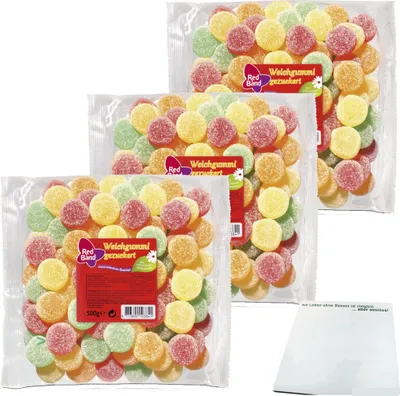 Produktbild von Red Band Weichgummi gezuckert 3er Pack (3x500g Beutel) + usy Block
