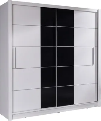 Immagine prodotto di Armadio 2 porte scorrevoli - bianco e nero - Collezione BRESCIA