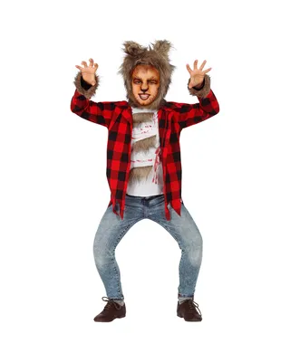 Produktbild von Werwolf Kostüm für Kinder mit Fellmütze als Halloween Verkleidung Größe: 10-12 Jahre
