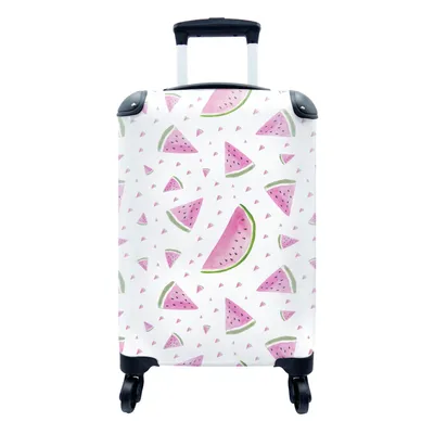 Produktbild von MuchoWow® Koffer Handgepäck Trolley Rollkoffer Kleine Reisekoffer mit 4 Rollen - Wassermelone - Aquarell - Pastell - Cabin Size < 55x40x23 cm & 55x40x20 cm - Fotokoffer - Kabinenkoffer - Boardgepäck - Reise-Box - Reisekoffer - Reisegepäck - Koffer mit Bild - Trolley für Kinder