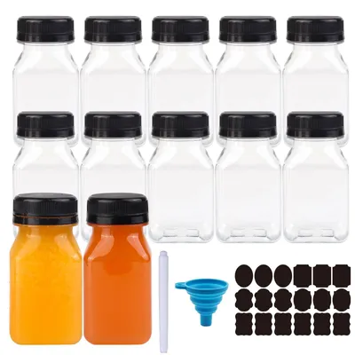 Productafbeelding van Herbruikbare Plastic Sapflessen van 100 ml (12 stuks)