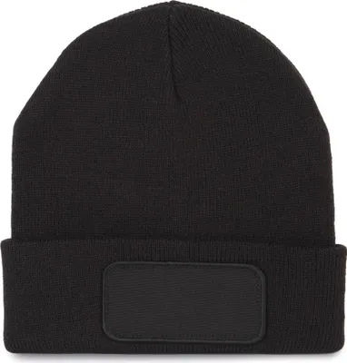 Produktbild von Weiche Polyacryl-Strickmütze mit Umschlag und Patch
