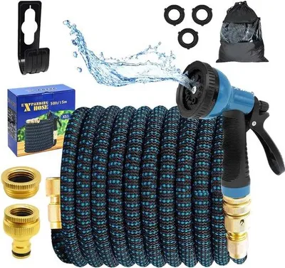 Immagine prodotto di Tubo flessibile da giardino 15 m - tubo versatile per l'acqua - con ugelli a 10 funzioni