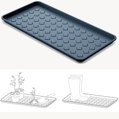 Schuhablage aus Kunststoff Schmutzfangmatte Kunststoffwanne Untersetzer Schuhtablett Schuhwanne Schuhabtropfschale Schuhmatte erhöhtem Rand, Abtropfschale Napfunterlage 71,6 x 34,8 x 33 mm