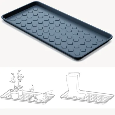 Produktbild von Schuhablage aus Kunststoff Schmutzfangmatte Kunststoffwanne Untersetzer Schuhtablett Schuhwanne Schuhabtropfschale Schuhmatte erhöhtem Rand, Abtropfschale Napfunterlage 71,6 x 34,8 x 33 mm