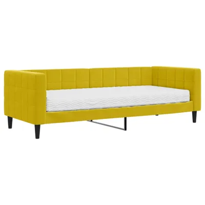 Image de Lit de jour avec matelas jaune 80x200 cm velours