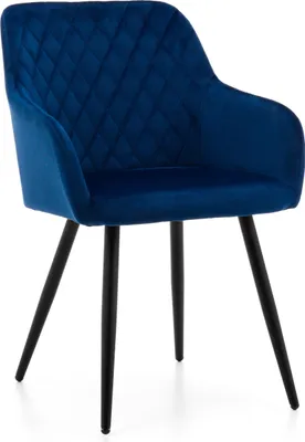 Zdjęcie produktu dla NEW HOME Krzesło TODI do jadalni tapicerowane krzesło do salonu pikowane w kratę - granatowe - nowoczesne meble welur aksamit