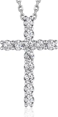 Image de Moissanite Chaîne Croix 1,2 carat Argent 925 Pendentif Collier Hommes Femmes