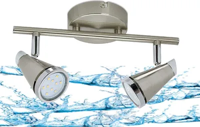 Produktbild von 2er Spots IP44 LED Deckenleuchte in Nickel matt  2x 5 Watt