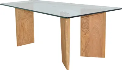 Produktbild von Couchtisch Massivholz Eiche, mit großer Sicherheits-Glasplatte