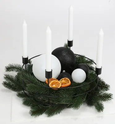 Image de Couronne de l'Avent en métal Ø33cm avec tiges métalliques Décoration de Noël Porte-bougies Décoration de table