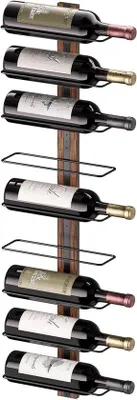 Immagine prodotto di Scaffale da parete per bottiglie di vino - 9 bottiglie - nero - metallo