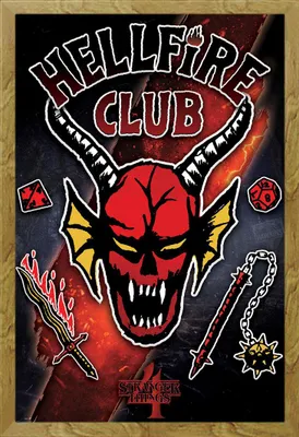 Immagine prodotto di Stranger Things - Poster - 4 - Hellfire Club Emblem Rift + cornice rimovibile, Shinsuke® Maxi MDF oak, disco acrilico
