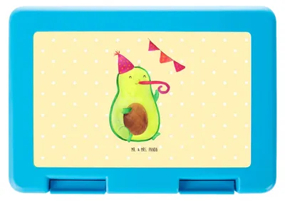 Produktbild von Mr. & Mrs. Panda Bentobox Avocado Party - Gelb Pastell - Geschenk, Happy Birthday, Frischhaltedose, Geburtstag, Bento Box, Lunchbox, Brotzeitbox, Brotbehälter