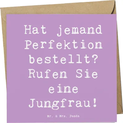 Produktbild von Mr. & Mrs. Panda Glückwunschkarte Spruch Jungfrau Perfektion - Lavendeltraum - Geschenk, Astrologie, Geschenke, Liebe zum Detail, Tierkreiszeichen, Klappkarte, Horoskop