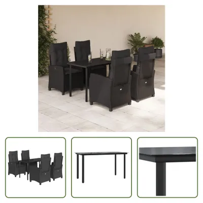 Produktbild von The Living Store 5-tlg. Garten-Essgruppe mit Kissen Schwarz Poly Rattan