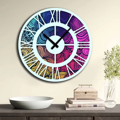 Image de Opviq, 5050MS- HMA6231, Coloré, Horloge murale, 50 cm, 100% MDF (épaisseur : 5 mm)
