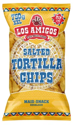 Produktbild von Los Amigos Salted Tortilla Chips 750g XXL Tüte – Knusprige Maischips mit Salz Tex Mex