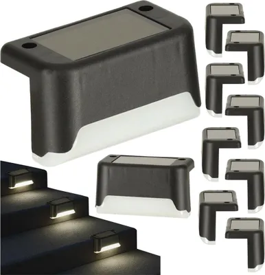 Image de Lampes solaires d'extérieur à LED pour escaliers, capteur crépusculaire, lot de 8