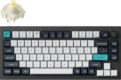 A mechanical keyboard and a single key switch are shown against a white background.