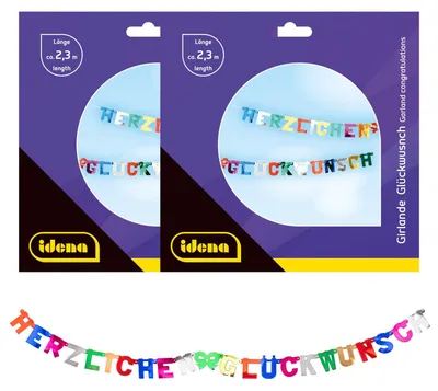 Geburtstagsgirlande, 2 Stück, 2,3 m, Papier, mehrfarbig
