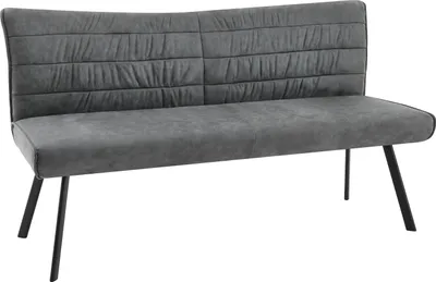 Produktbild von byLIVING Bank ROBBIE / Vintage Bezug in anthrazit, Gestell in schwarz / Steppung im Rücken und umlaufender Keder, Taschenfederkern für hohen Sitzkomfort / Sitzbank, Esszimmerbank / Maße: B 161, H 90, T 63 cm