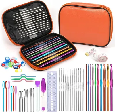 Image de Set de crochets avec 60 accessoires, design ergonomique, sac de rangement, kit de bricolage pour débutants