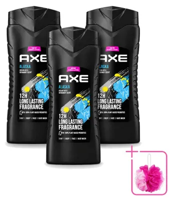 Produktbild von 3 x Axe Alaska 3-in-1 Duschgel - Ozeanluft und Bergamotte - 400 ml - Sparpackung - 3 Stücke