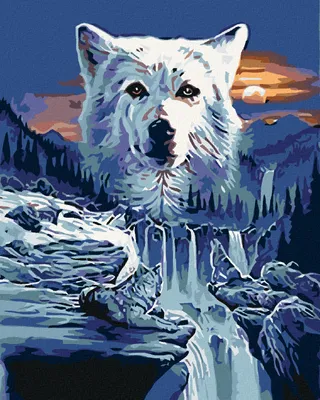 Produktbild von Zuty - Malen nach Zahlen - WOLF UND WASSERFÄLLE, 40x50 cm, ohne Keilrahmen