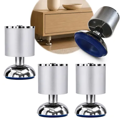 Produktbild von HOOZ® Möbelfüße Aluminium 80 mm 4er Set [HÖHENVERSTELLBAR] Möbelbeine Ø 50 mm – Schrankfüße für Kommode TV-Board & Regal – 25 kg pro Fuß